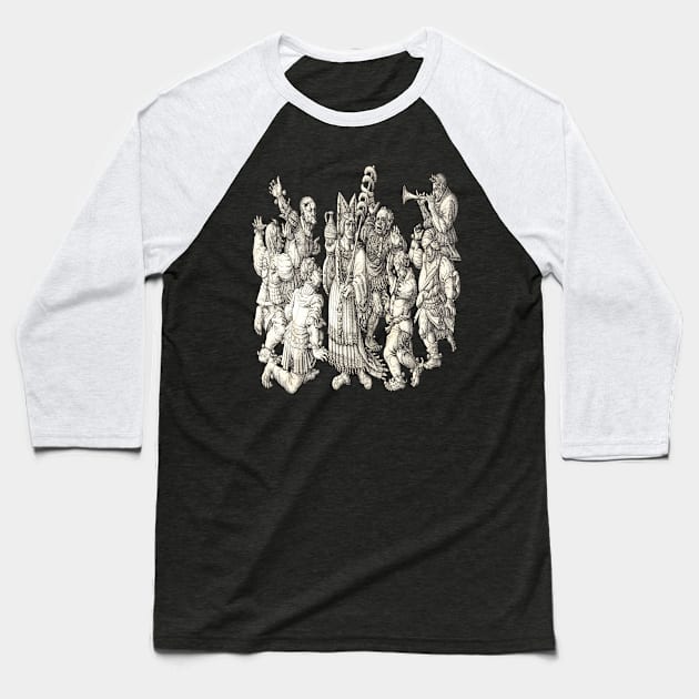 Morris Dancers Of The Middle Ages Cut Out Baseball T-Shirt by taiche